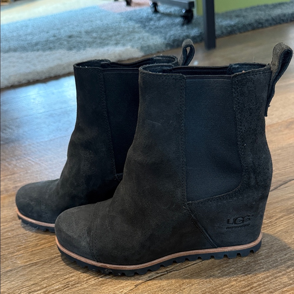 UGG Black Suede Ankle Boots waterproof